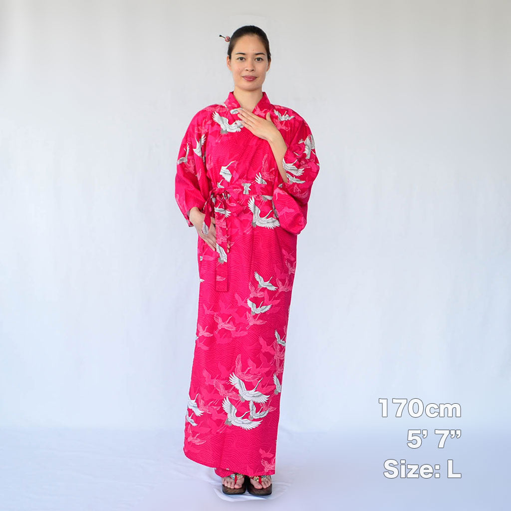 Japanese Yukata Women's Cotton "Colorful Crane"