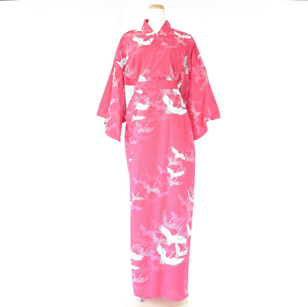 Japanese Yukata Women's Cotton "Colorful Crane"