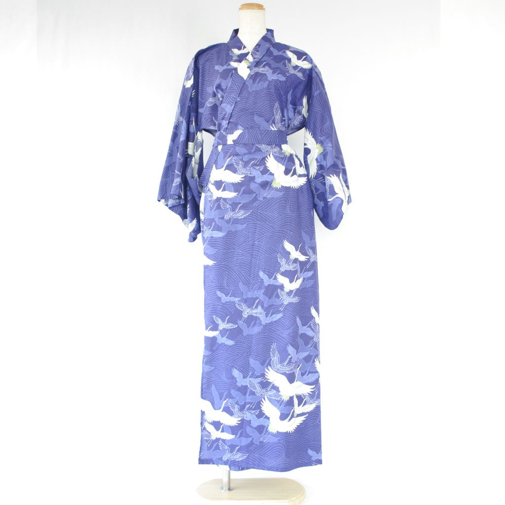 Japanese Yukata Women's Cotton "Colorful Crane"