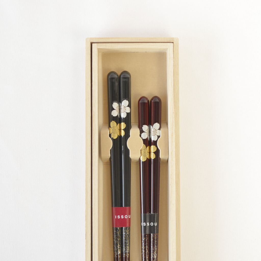 Chopsticks Set of 2P "Gold and Silver Cherry Blossoms"