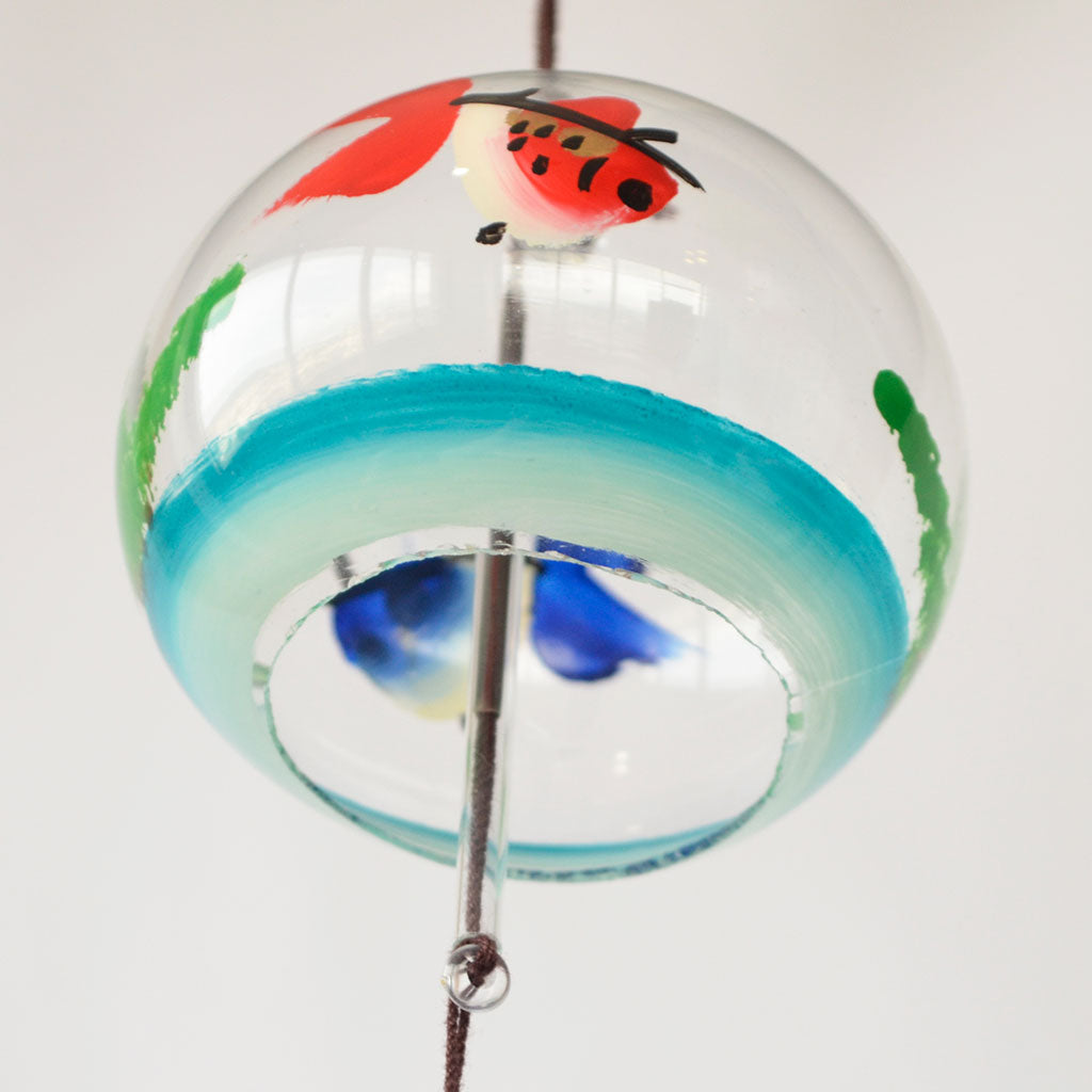 Glass Wind Bell Small Round "Two colors Goldfish"
