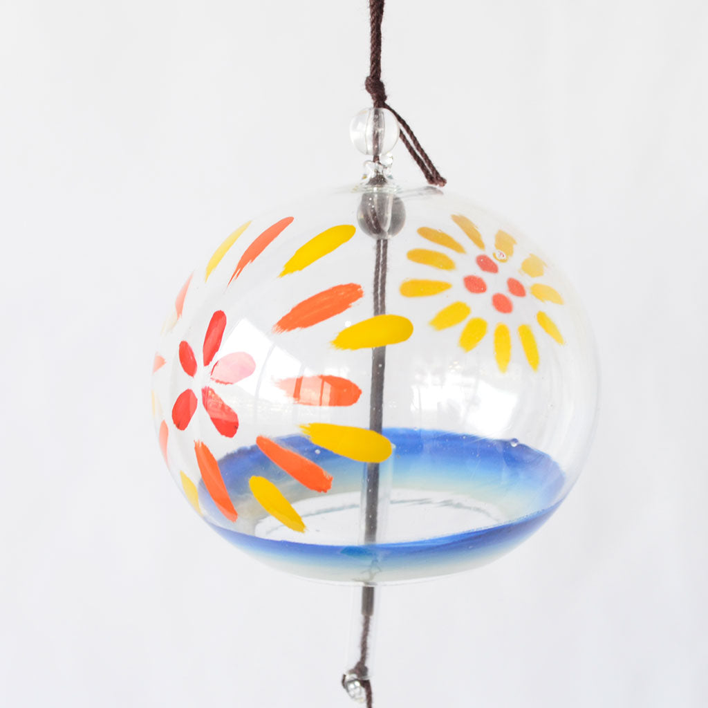 Glass Wind Bell Small Round "Fireworks"