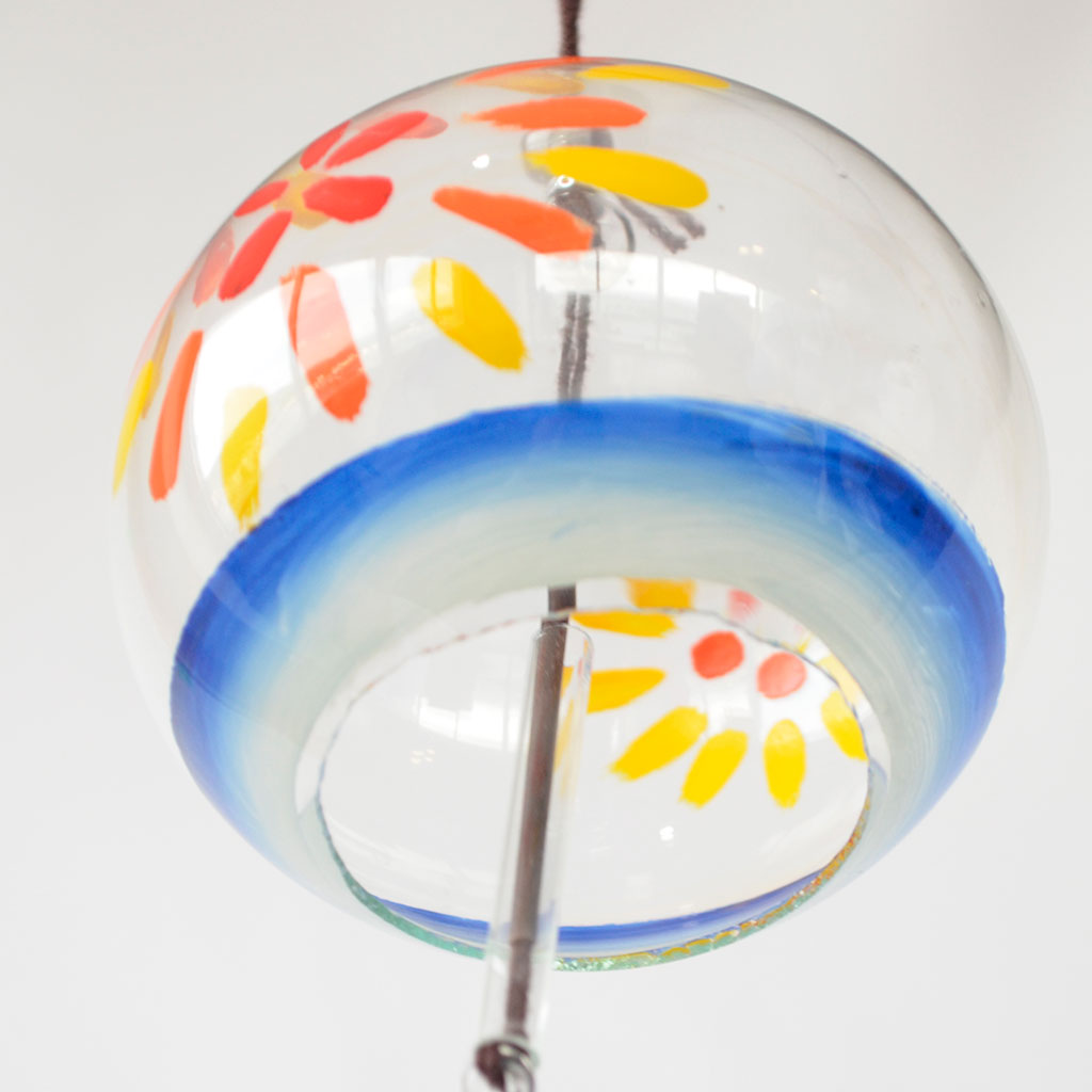 Glass Wind Bell Small Round "Fireworks"