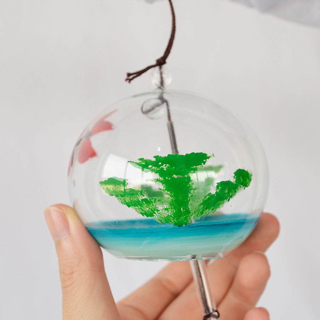 Glass Wind Bell Small Round "Goldfish"
