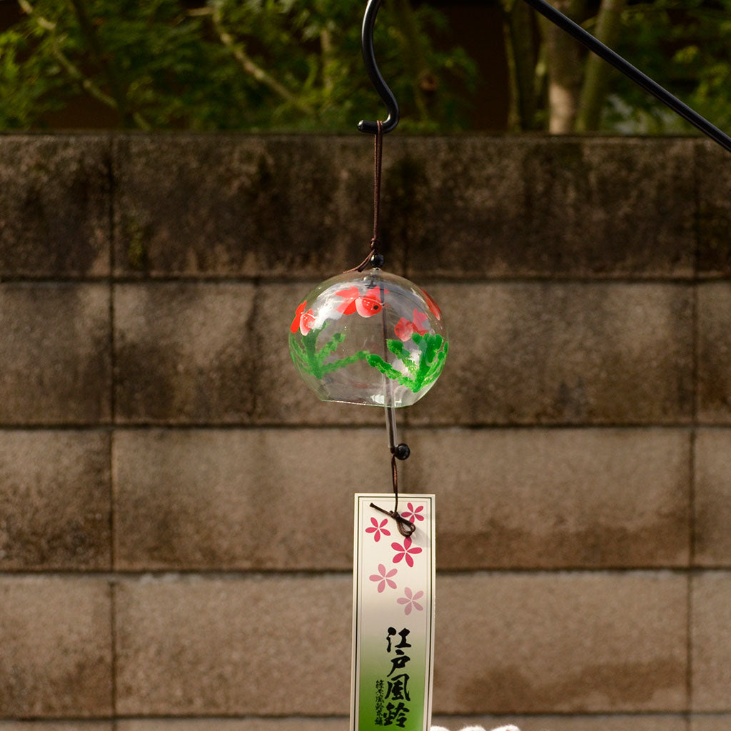 Glass Wind Bell Specially Selection Small Round "Five Goldfish"