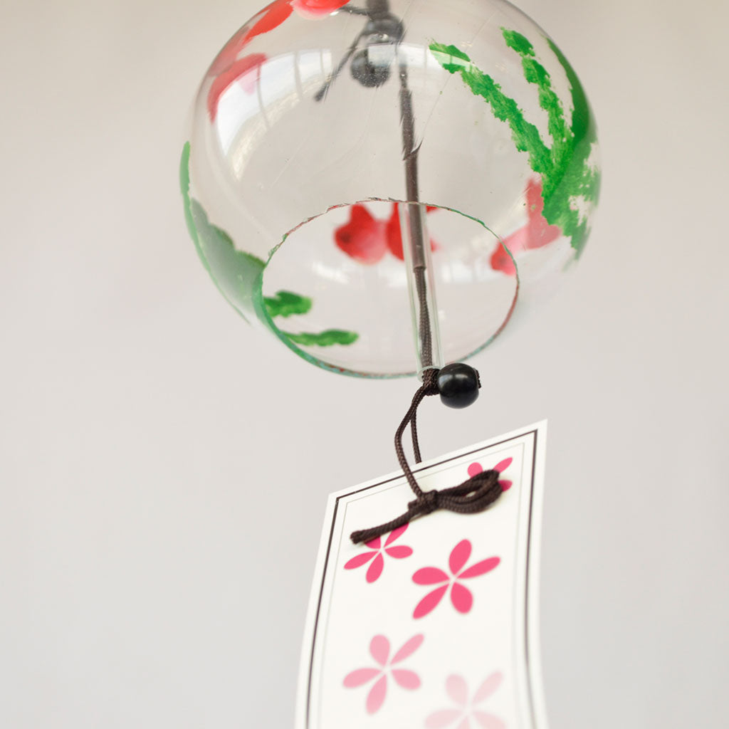 Glass Wind Bell Specially Selection Small Round "Five Goldfish"