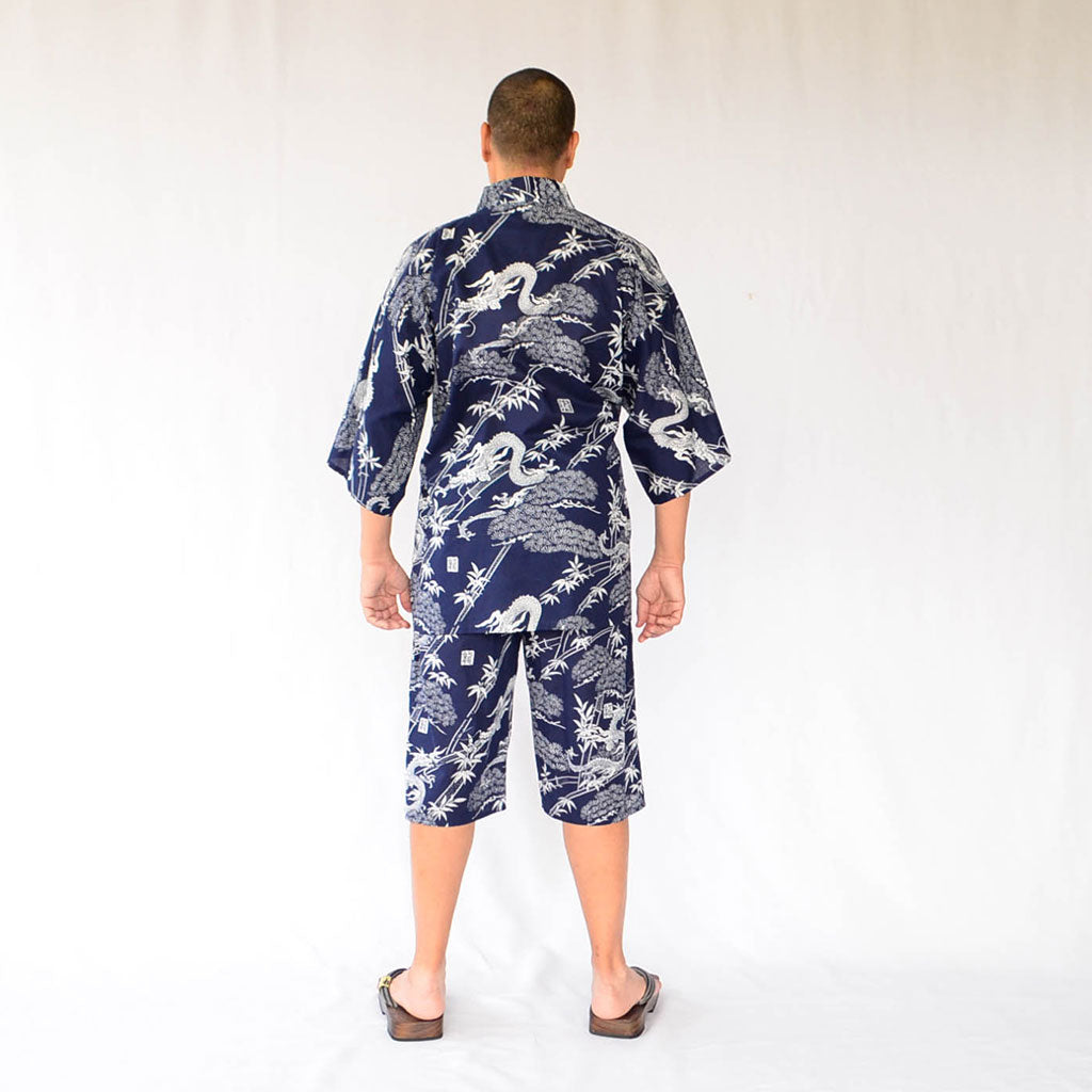 Japanese Jinbei Men’s Cotton "Pine Bamboo and Dragon"