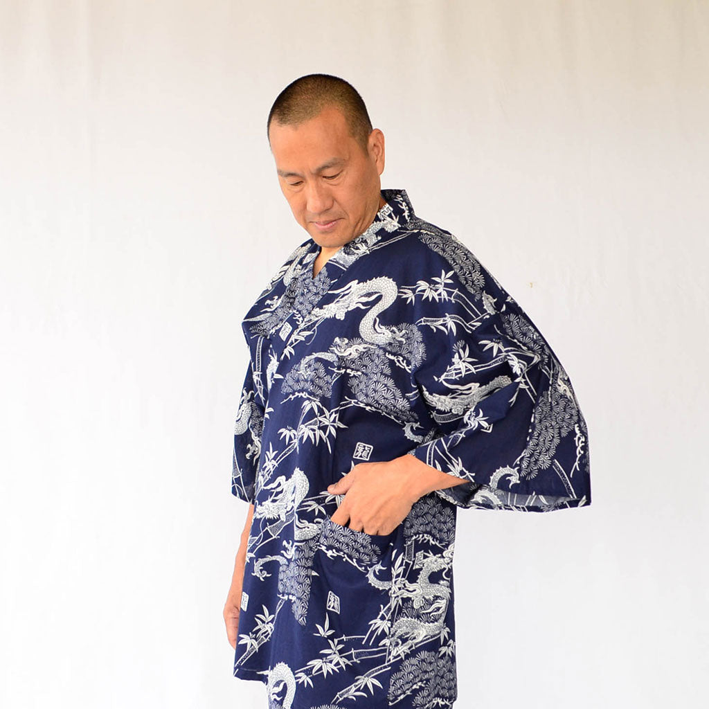 Japanese Jinbei Men’s Cotton "Pine Bamboo and Dragon"