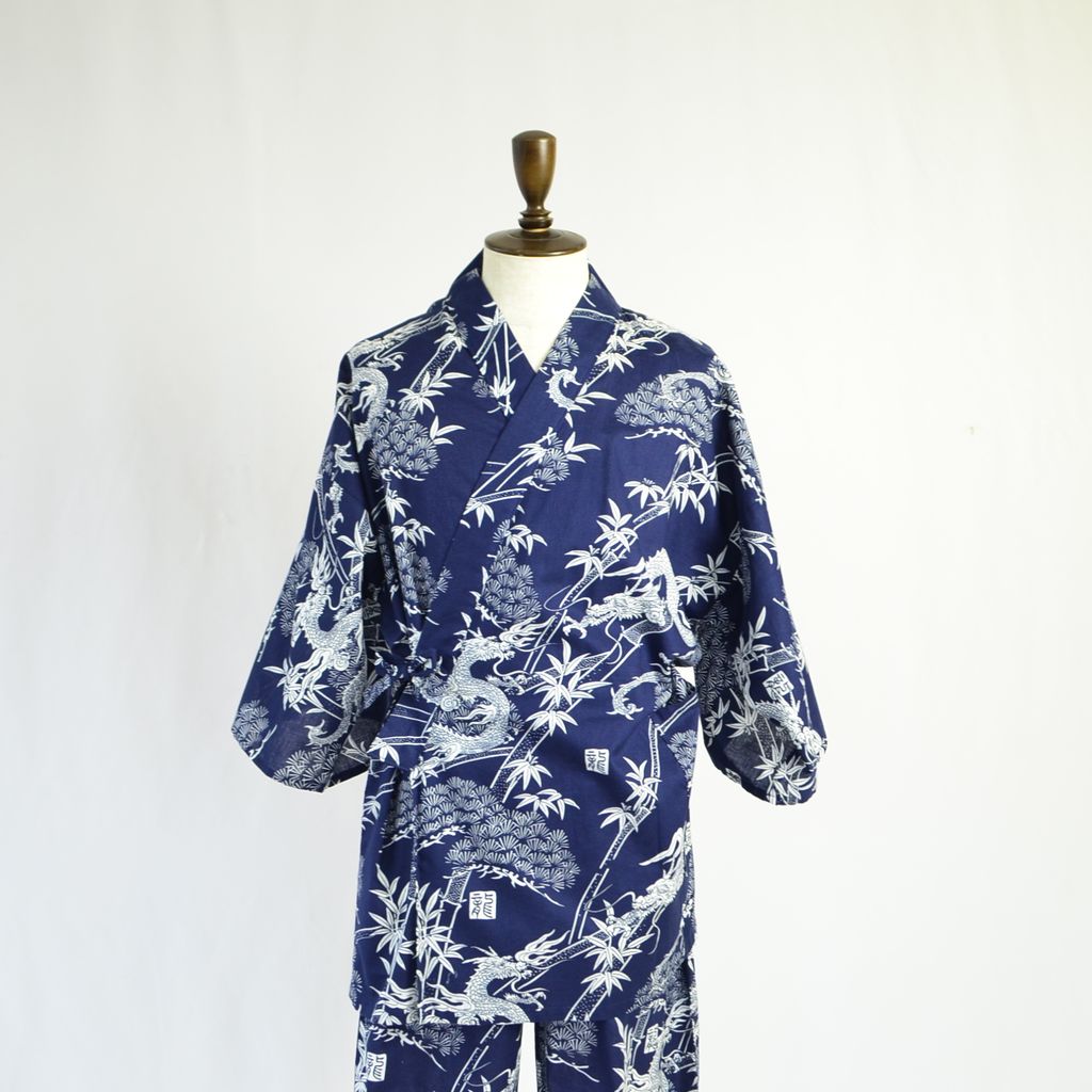 Japanese Jinbei Men’s Cotton "Pine Bamboo and Dragon"