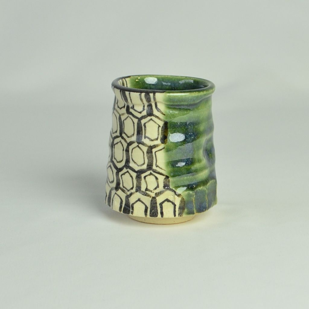 Kiyomizu ware Tea Cup set "Oribe"