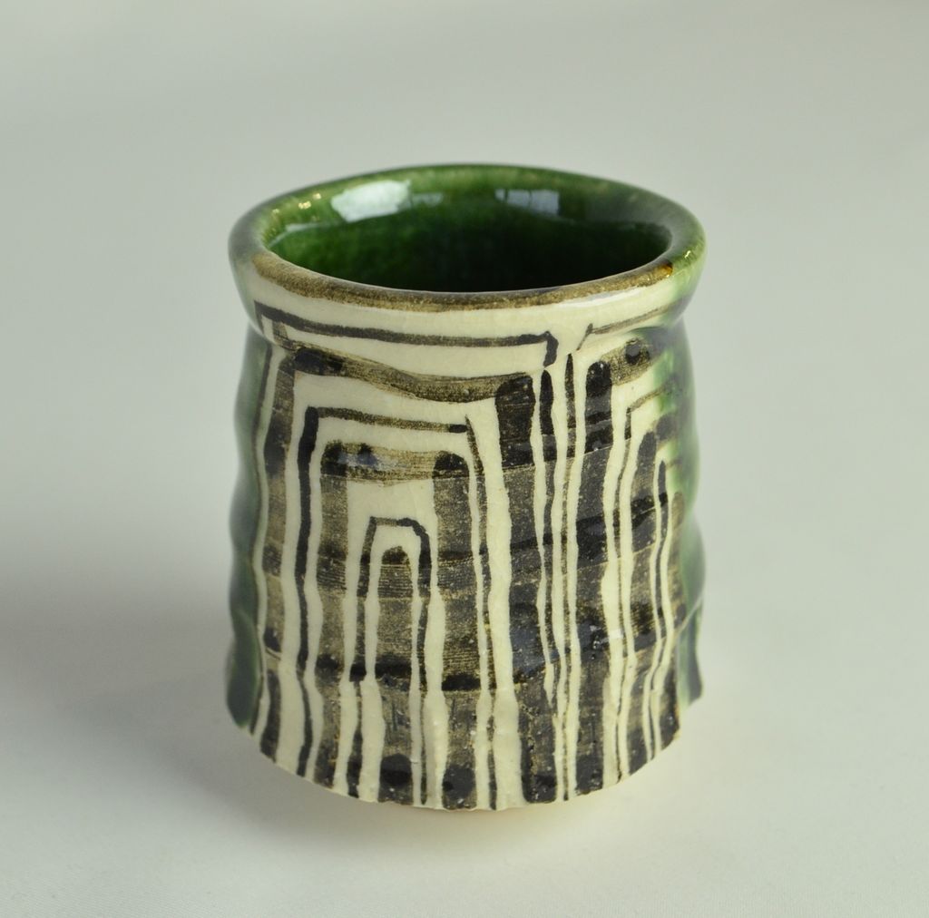 Kiyomizu ware Tea Cup set "Oribe"