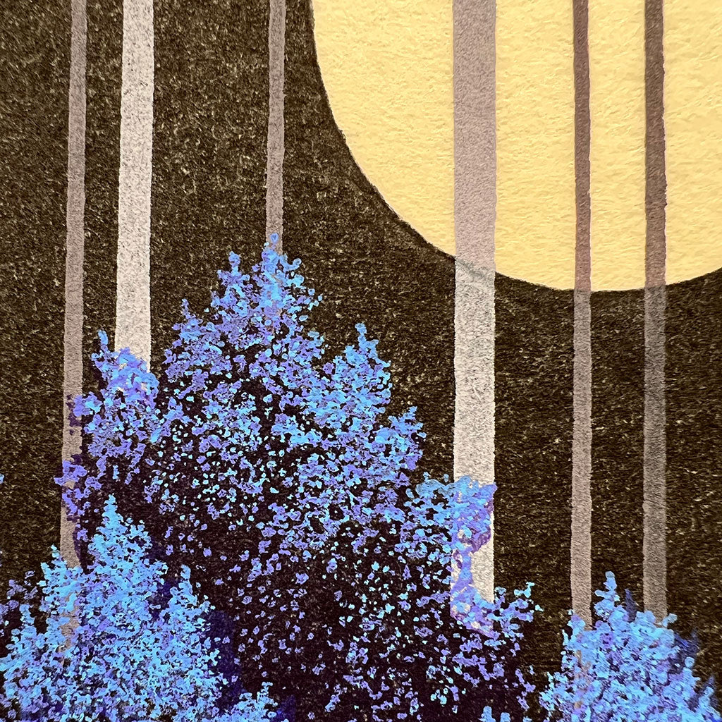 Woodblock print "Blue moon" by Kato Teruhide Published by UNSODO Small size