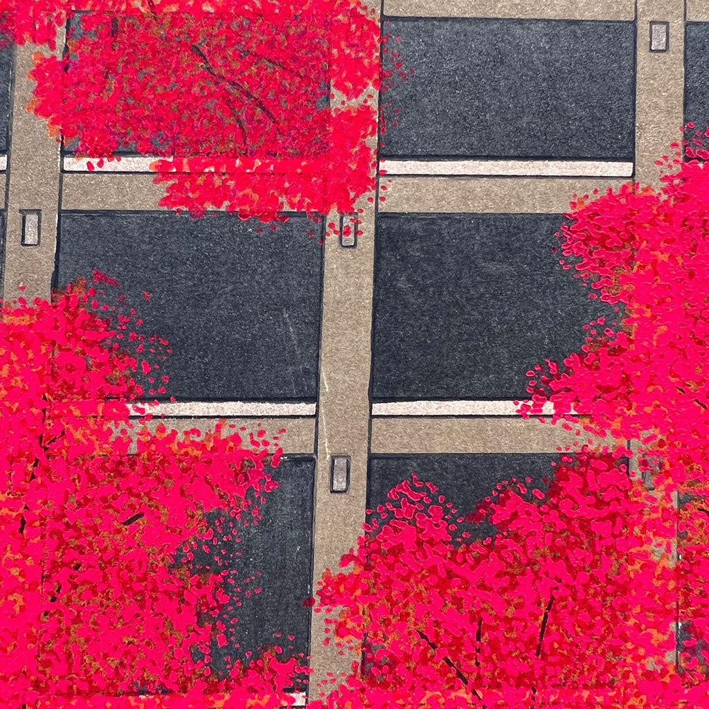 Woodblock print "Maple leaves at Kiyomizu temple" by Kato Teruhide Published by UNSODO Large size