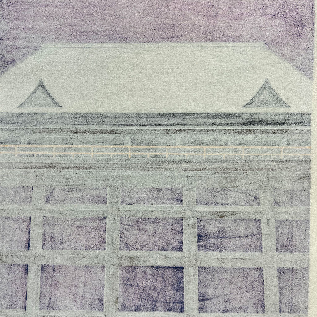 Woodblock print "Snow stage in Kiyomizu temple" by Kato Teruhide Published by UNSODO Large size