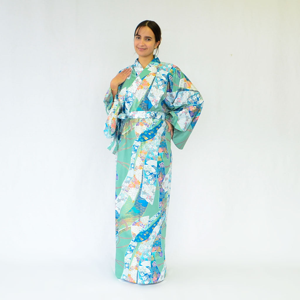 Japanese Kimono Women's Cotton "Ribbon"