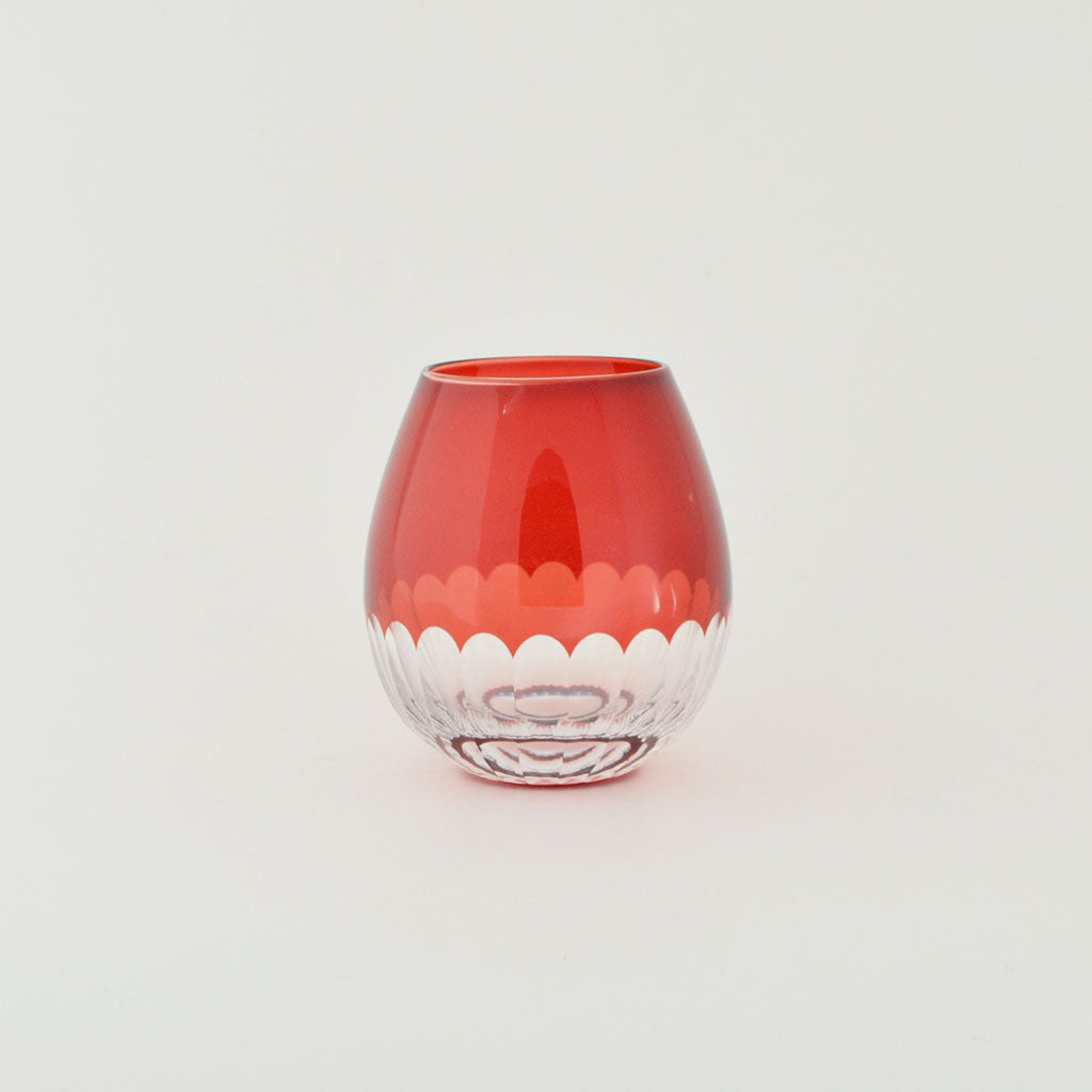 Edo Kiriko Glass “Karai” Kamaboko Red