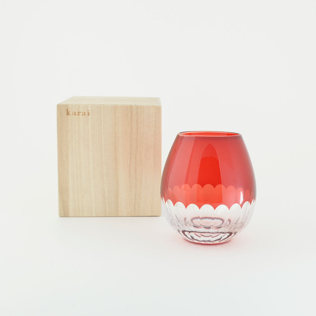 Edo Kiriko Glass “Karai” Kamaboko Red