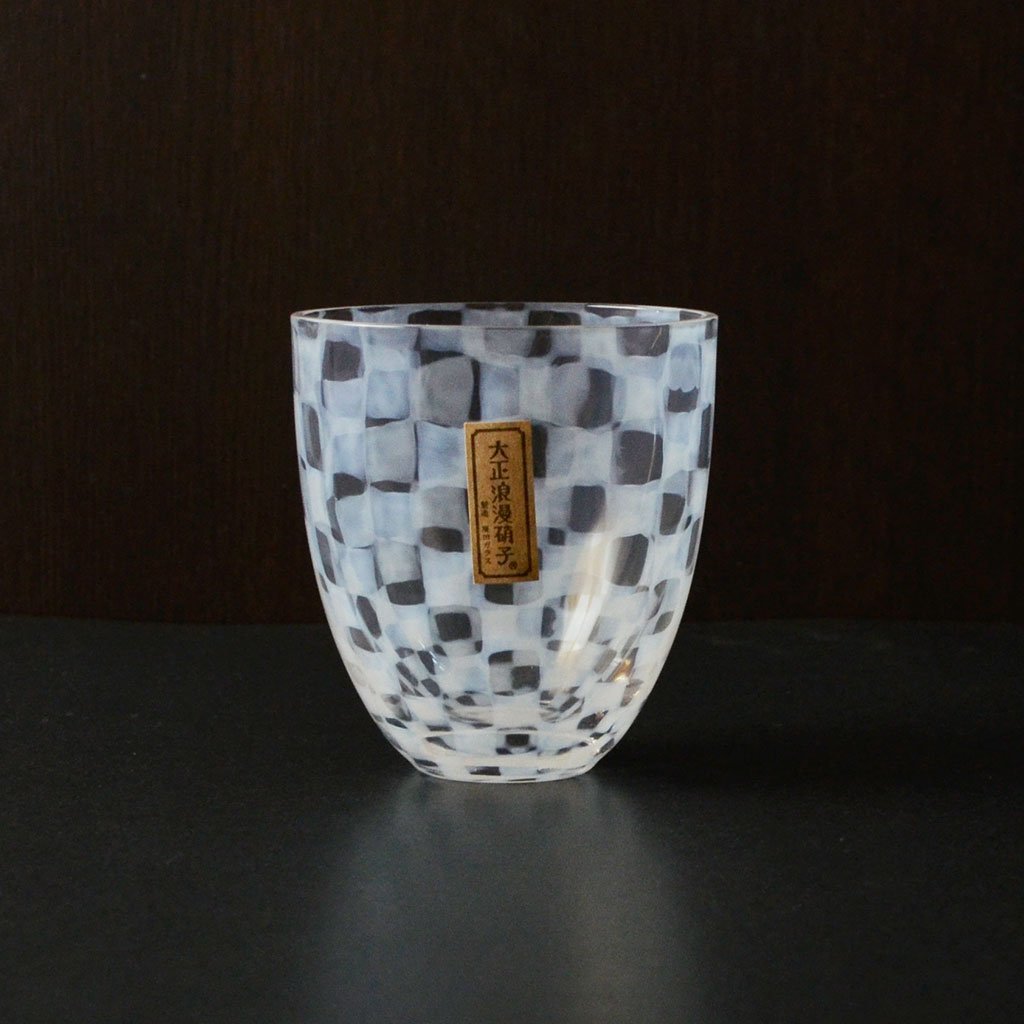 Edo glass Tumbler “Taisho Roman” Checkered