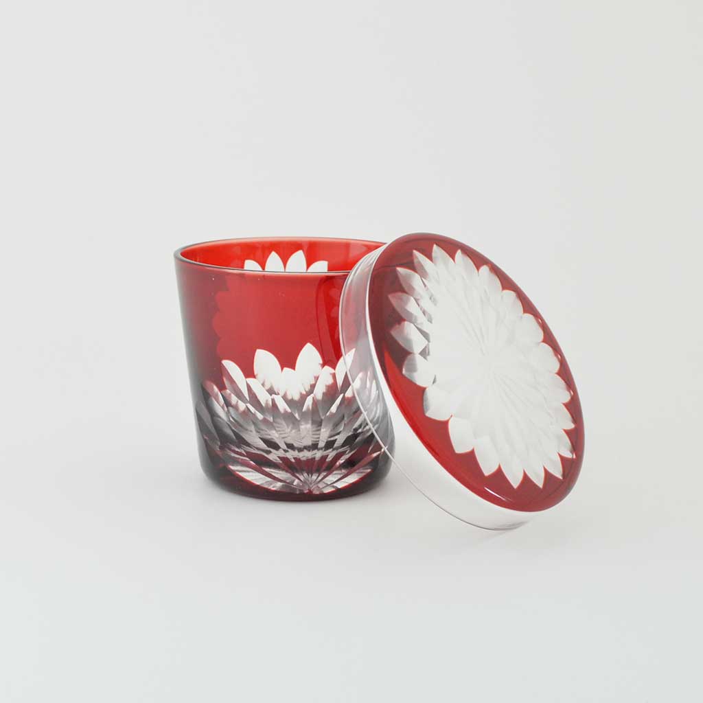 Edo kiriko Lidded cup “Chrysanthemum”