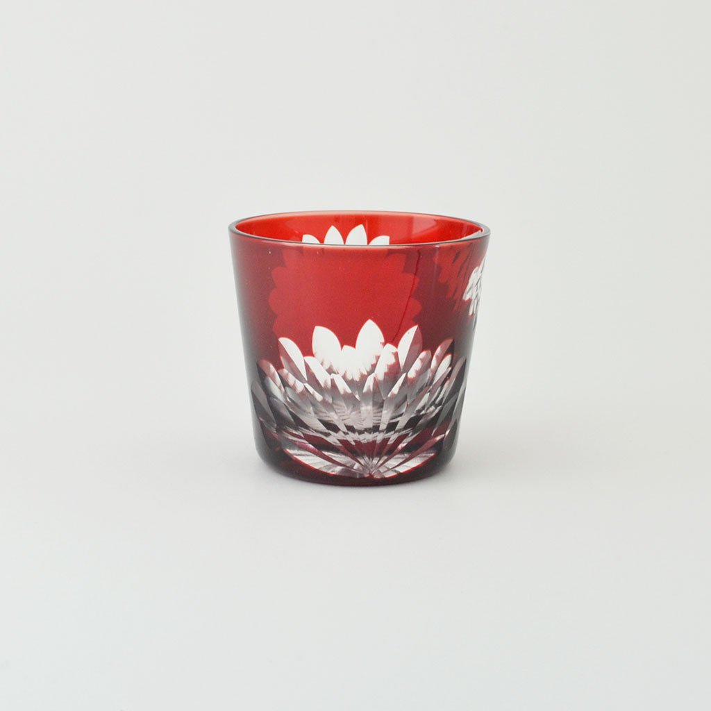 Edo kiriko Lidded cup “Chrysanthemum”