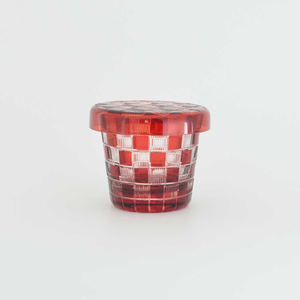 Edo kiriko Lidded cup “Checkered”