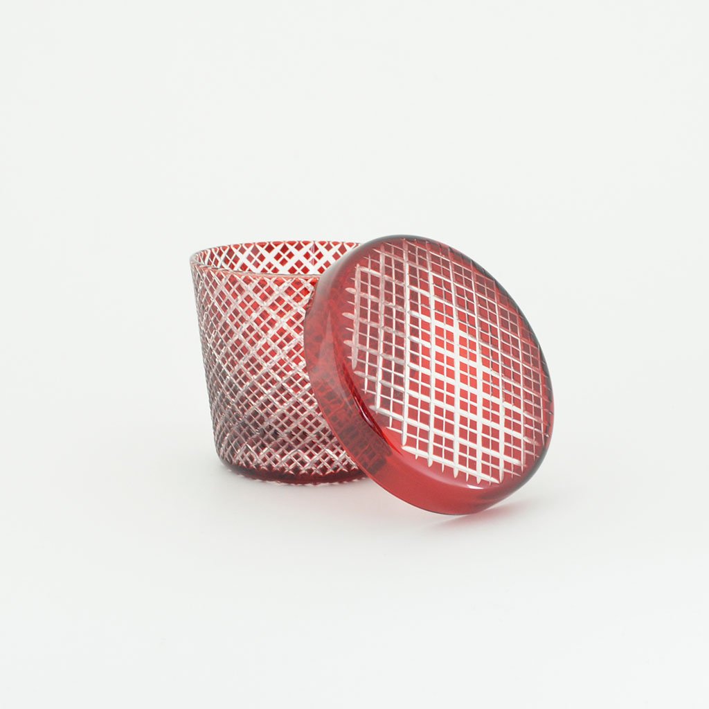 Edo kiriko Lidded cup “Double lattice”