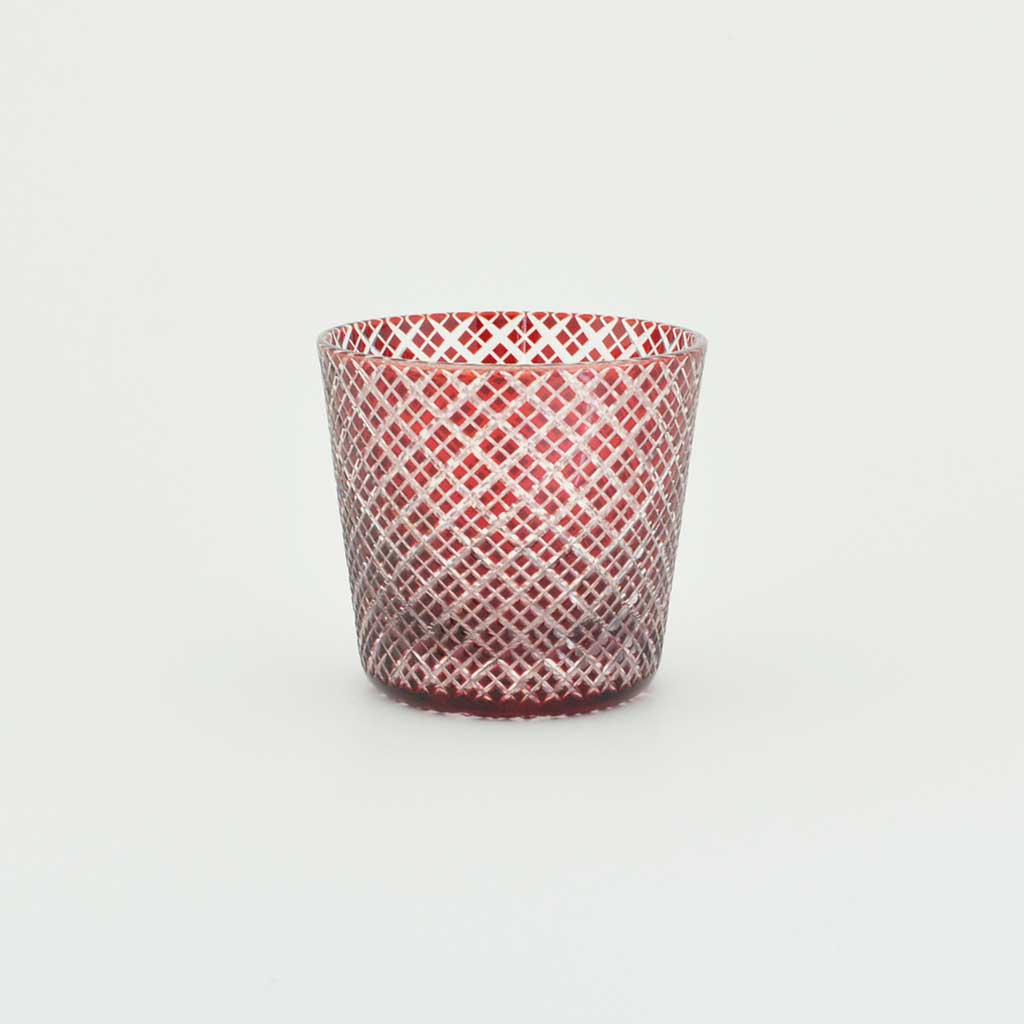 Edo kiriko Lidded cup “Double lattice”
