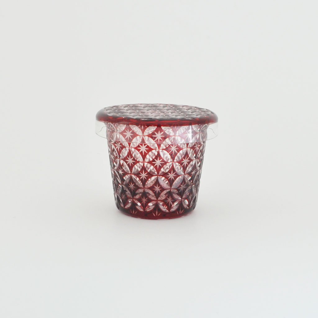 Edo kiriko Lidded cup "Overlapping circles Sippou"