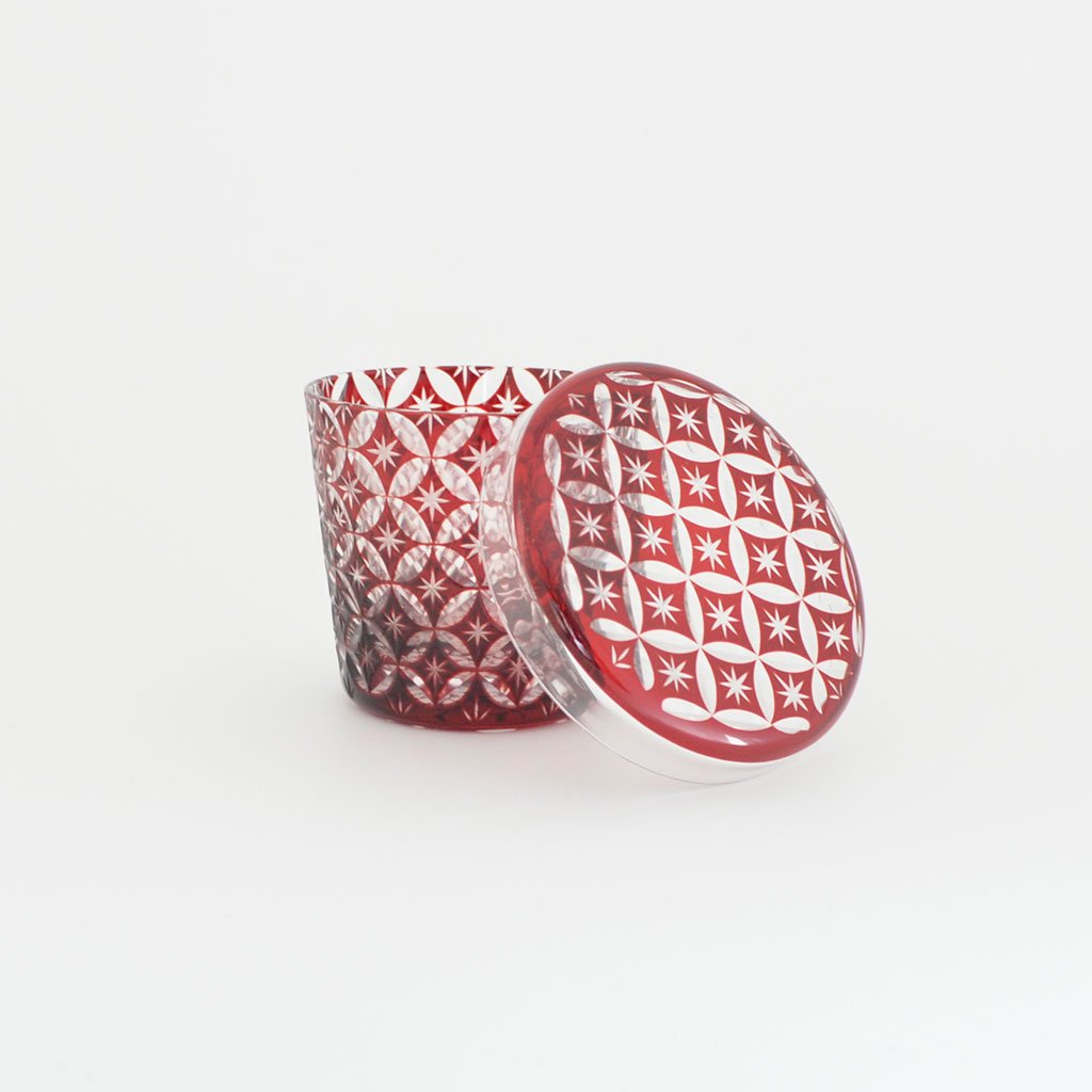 Edo kiriko Lidded cup "Overlapping circles Sippou"