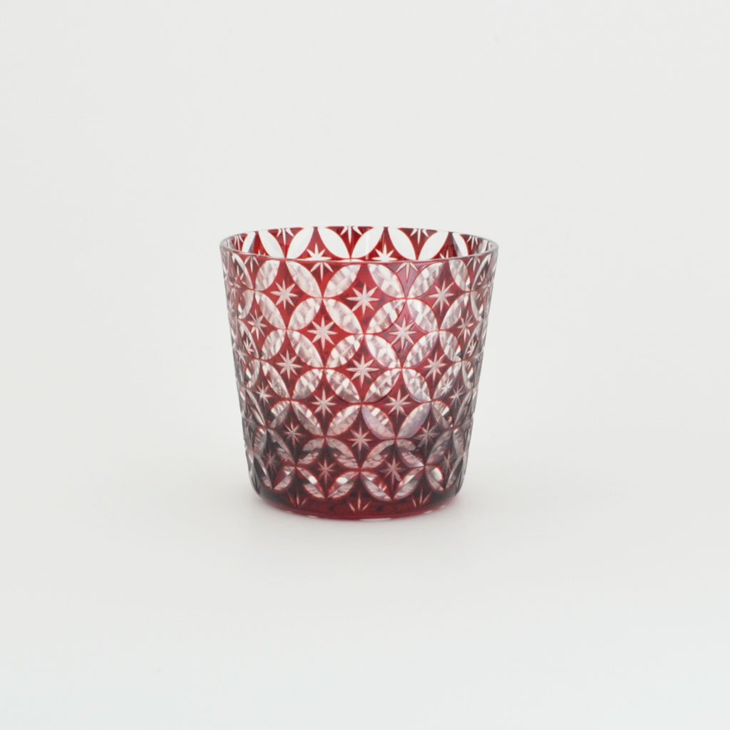 Edo kiriko Lidded cup "Overlapping circles Sippou"