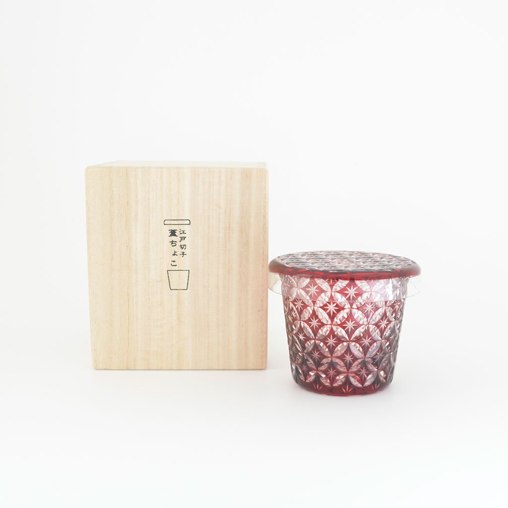 Edo kiriko Lidded cup "Overlapping circles Sippou"