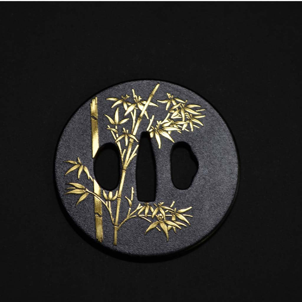 Damascene Ornamental Katana sword guard "Bamboo"