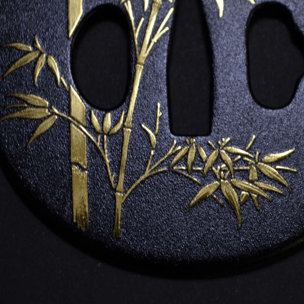 Kyoto Damascene Ornamental Katana sword guard "Bamboo"