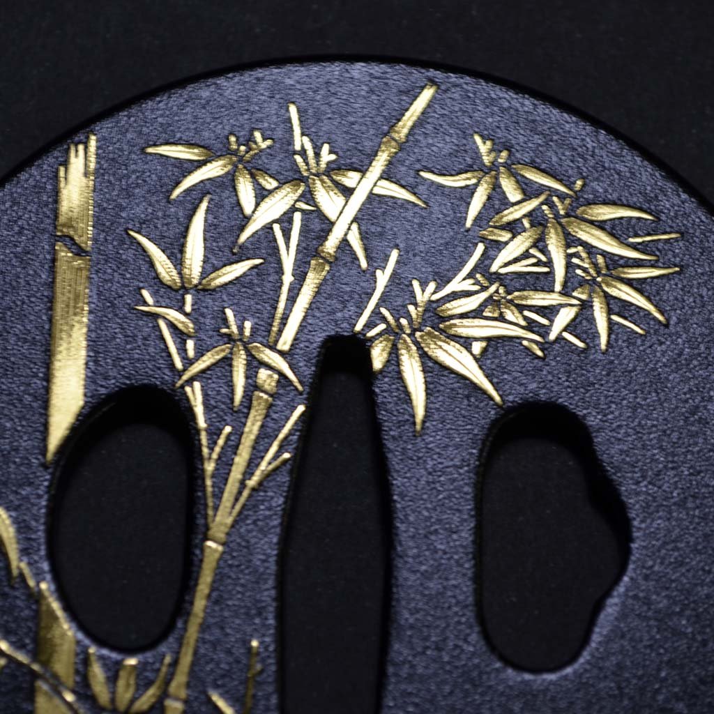 Kyoto Damascene Ornamental Katana sword guard "Bamboo"
