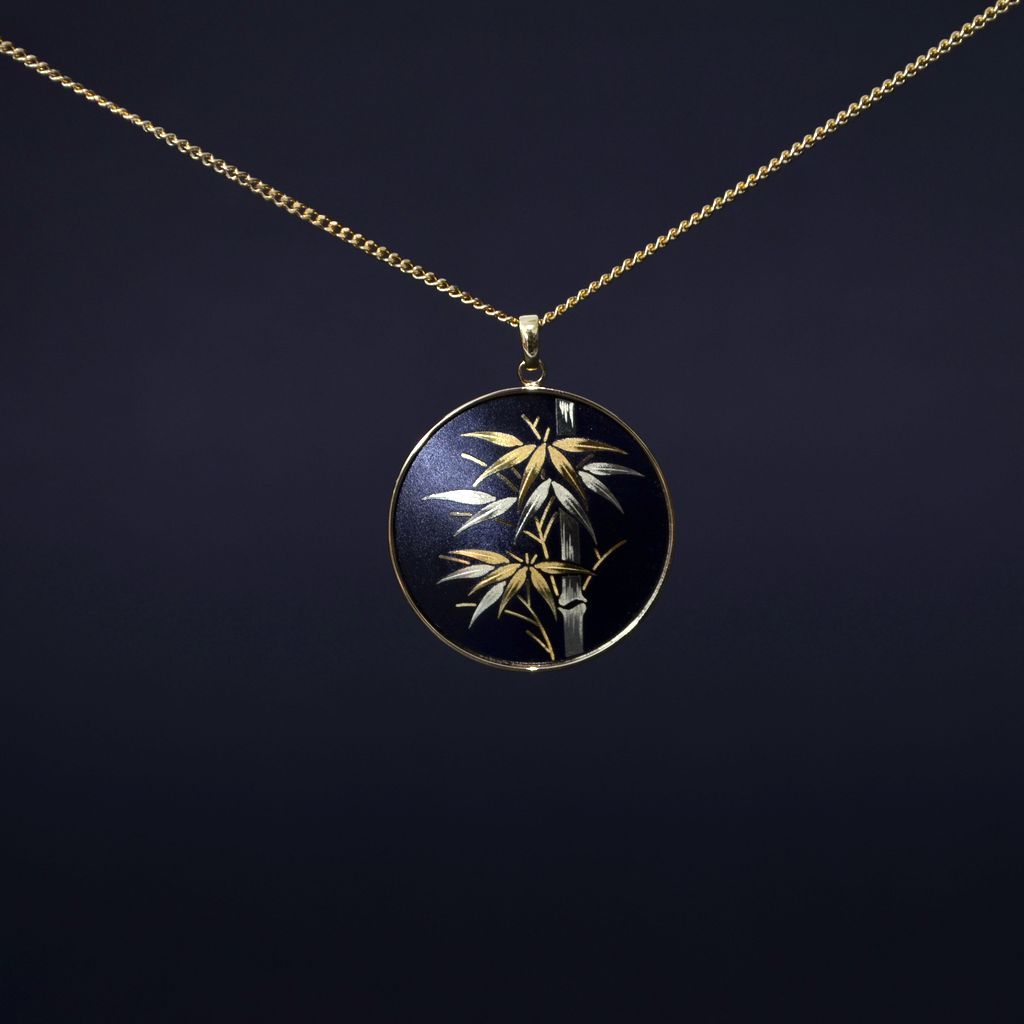 Kyoto Damascene Pendant "Bamboo" – Diameter: 3 cm