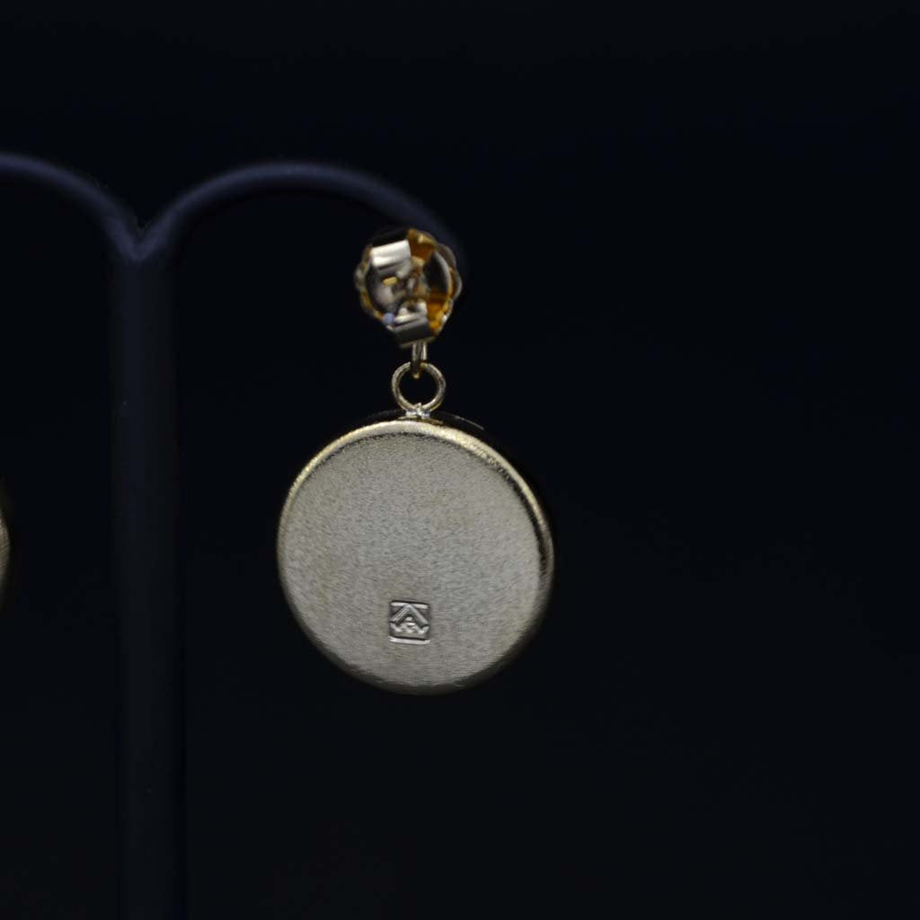 Damascene Round pierced earrings "Bamboo" (Dangling)
