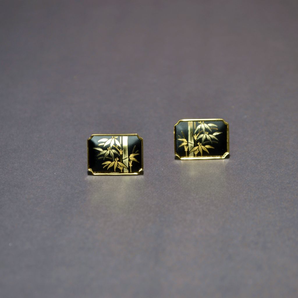 Kyoto Damascene Cufflinks "Bamboo" 2×2 cm