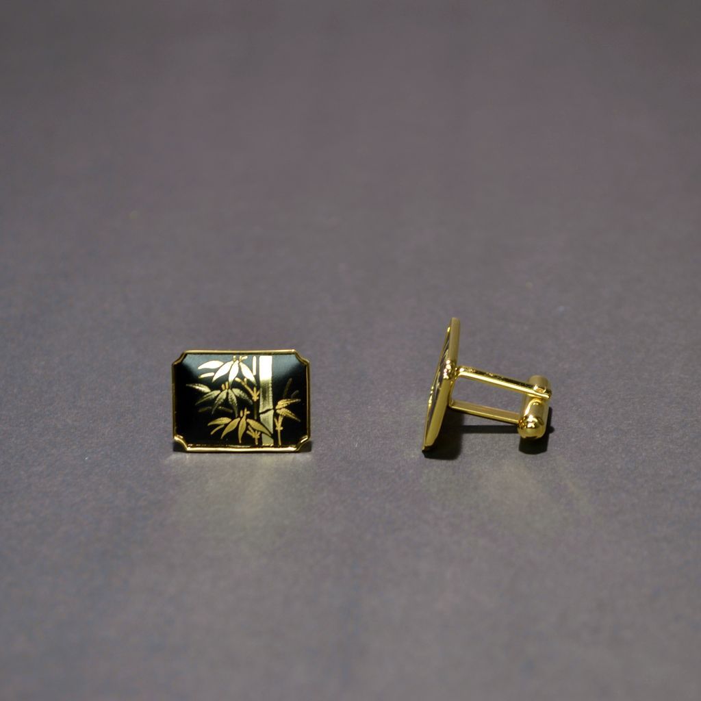 Kyoto Damascene Cufflinks "Bamboo" 2×2 cm