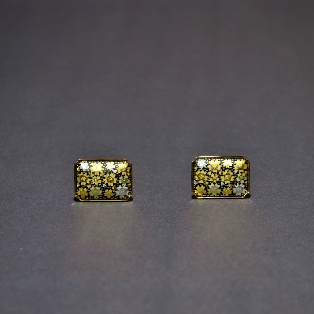 Kyoto Damascene Cufflinks "Fully Covered with Cherry Blossoms" size 2×1.3 cm