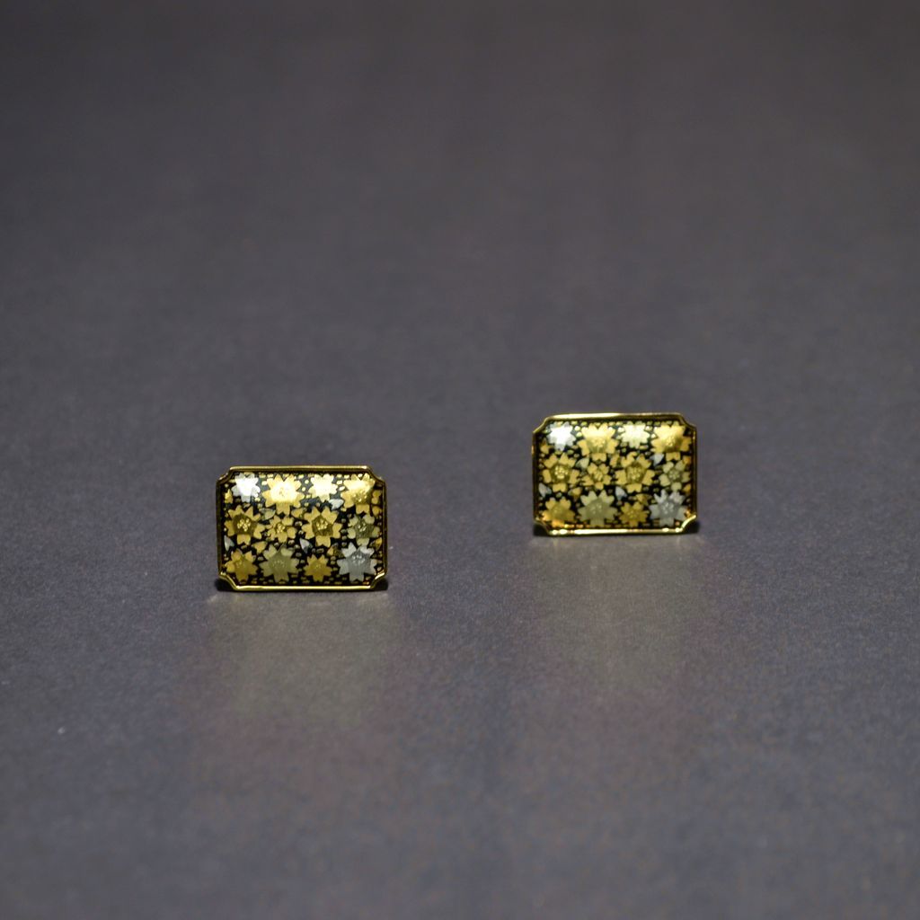 Kyoto Damascene Cufflinks "Fully Covered with Cherry Blossoms" size 2×1.3 cm