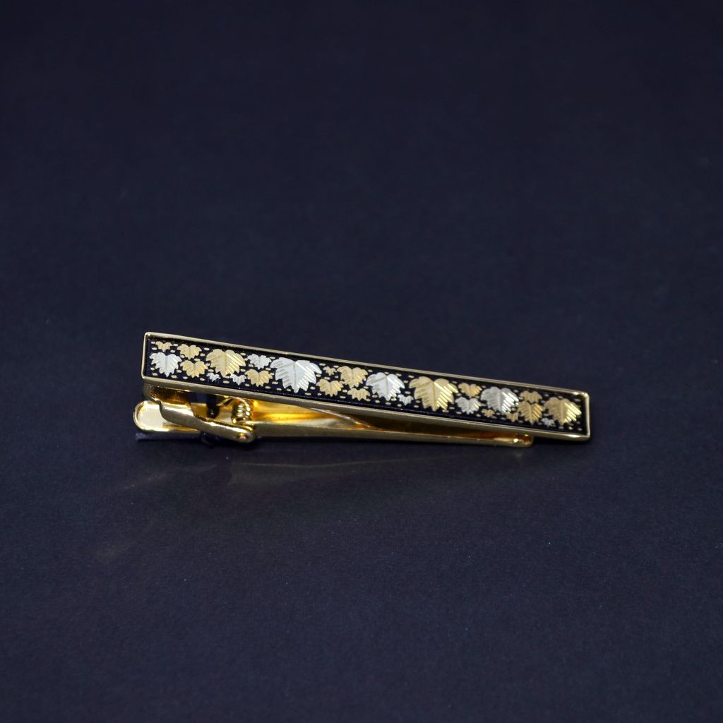 Kyoto Damascene Tie clip 55×7 "Fully Covered with Ivy Leaves"