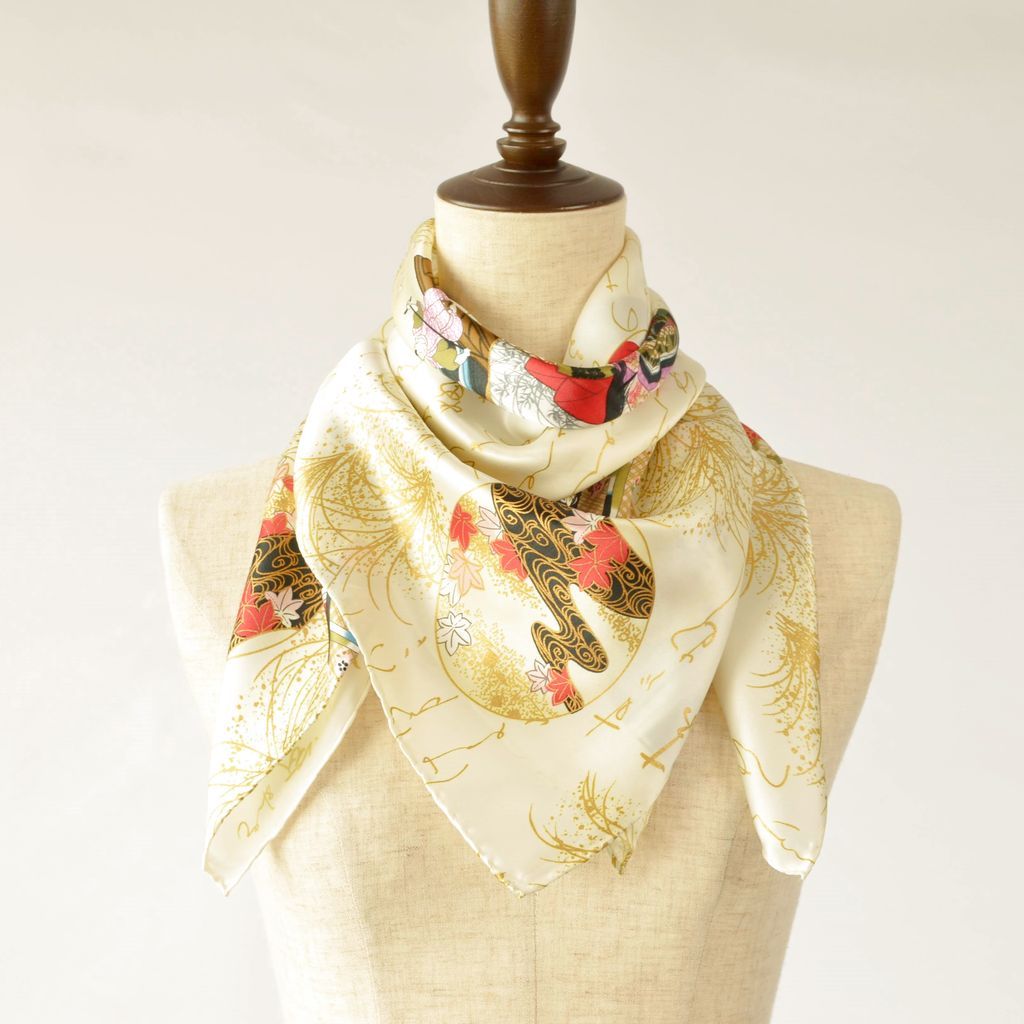 Silk scarf square "Princess of letter" White
