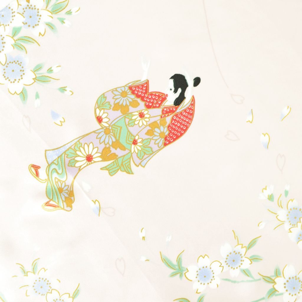 Silk scarf long "Dancing with cherry blossoms"
