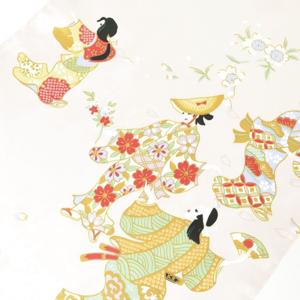 Silk scarf long "Dancing with cherry blossoms"