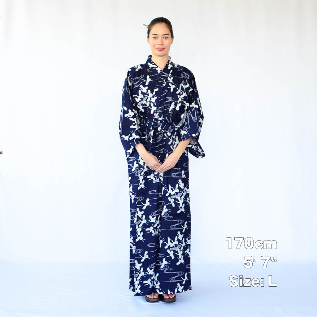 Japanese Yukata Women's Cotton Crane