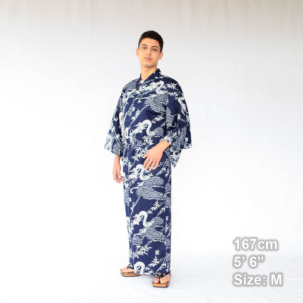 Japanese Yukata Men’s Cotton Pine Bamboo and Dragon