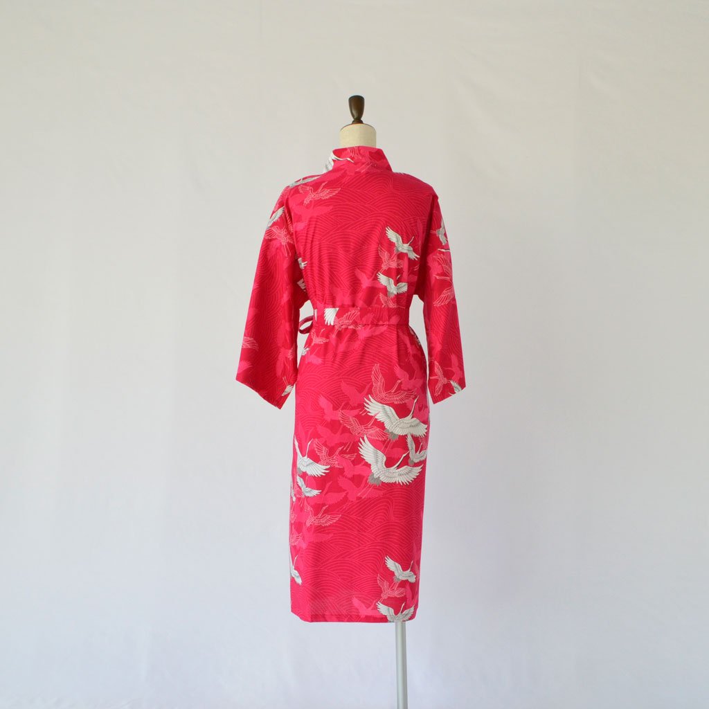 Japanese Yukata Unisex Cotton Knee-length "Colourful Crane"