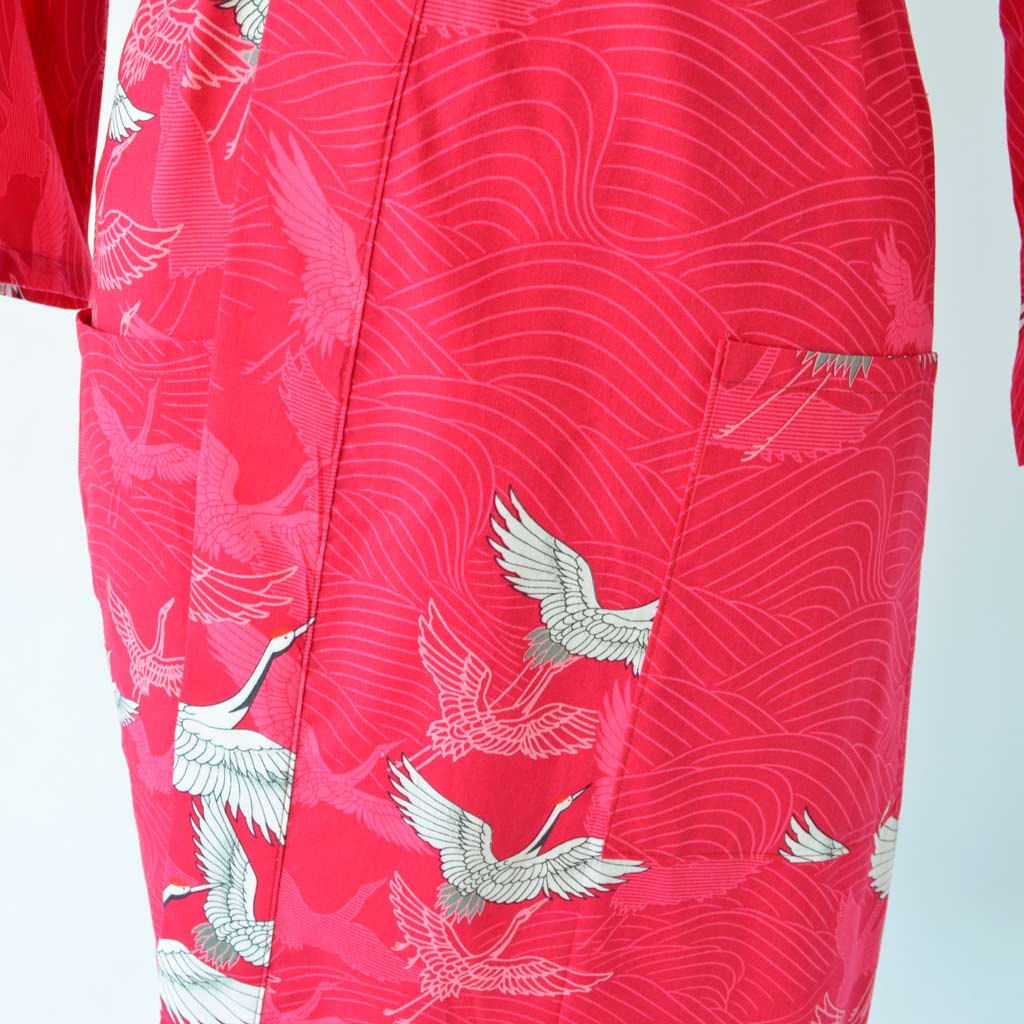 Japanese Yukata Unisex Cotton Knee-length "Colourful Crane"