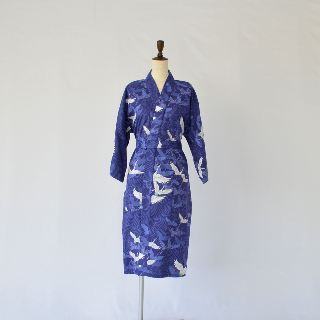 Japanese Yukata Unisex Cotton Knee-length "Colourful Crane"