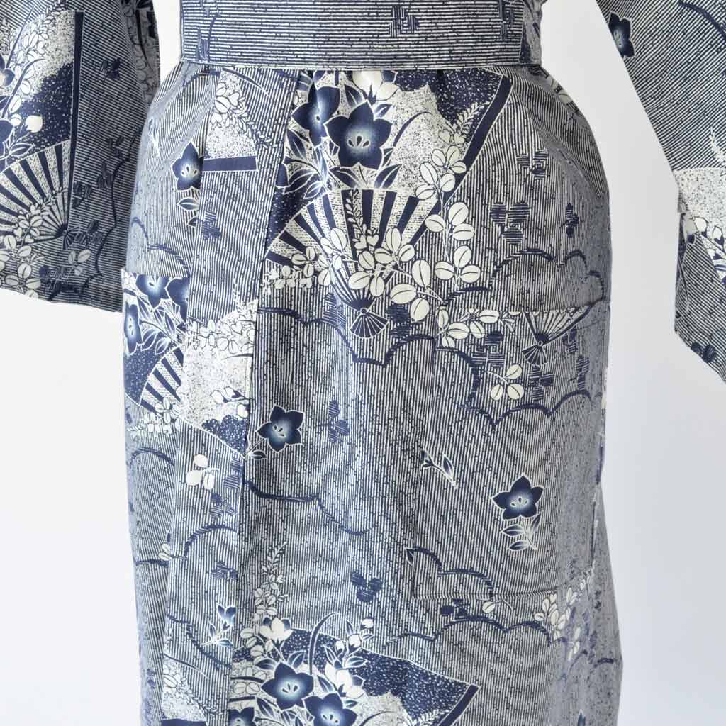 Japanese Yukata Unisex Cotton Knee-length "Folding Fans"